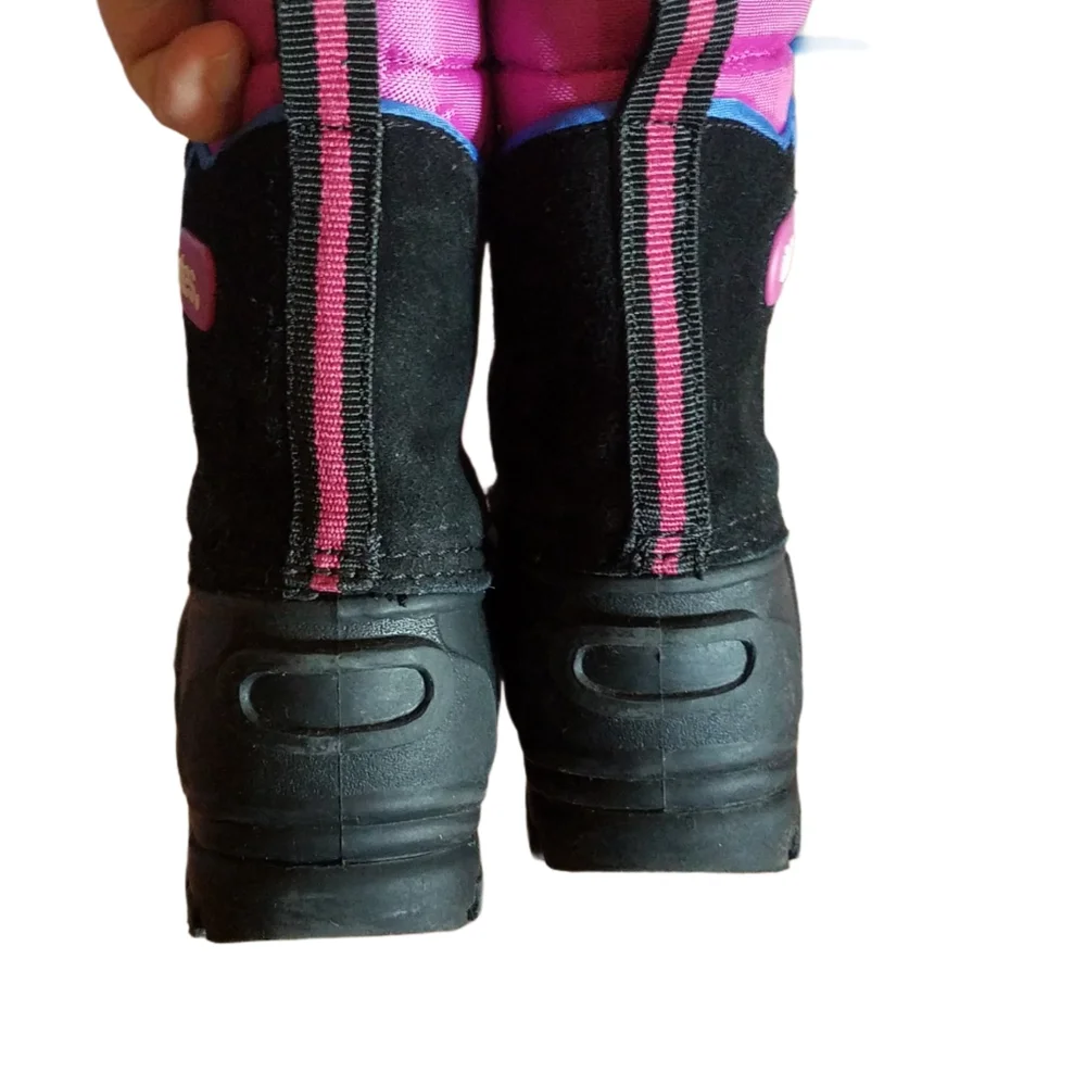 TOTES | Girl's Snow boots Balck & Pink Tie Knot Closure Size 8